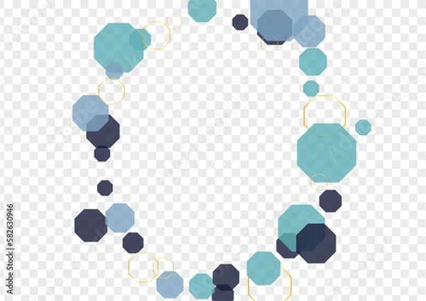 Fototapeta Gold Honeycomb Background Transparent Vector. Hexagon Digital Wallpaper. Fragment Texture. Turquoise Tile Science. Geometric Backdrop.