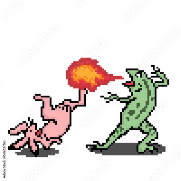 Obraz ドット絵鳥獣戯画　格闘ゲーム風
