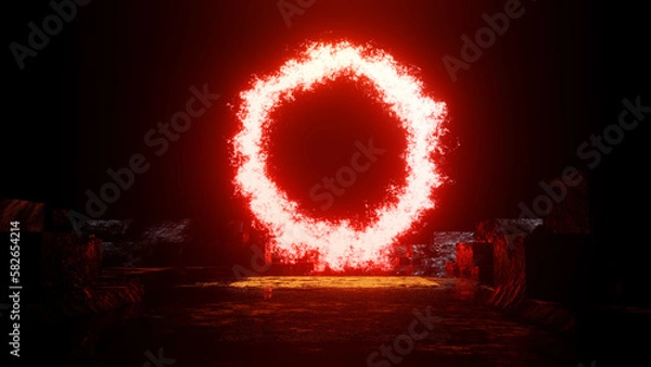 Obraz 3D rendering. Neon lights in room,