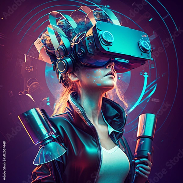 Fototapeta girl with headphones