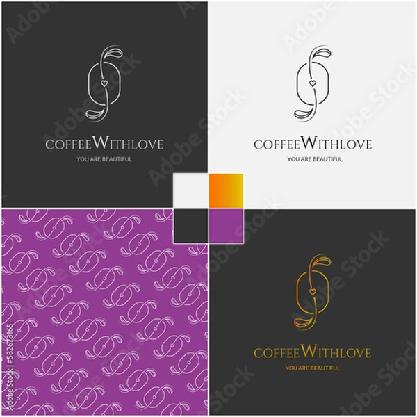 Fototapeta Сoffee with love logo use for your business or favorite cause