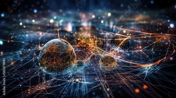 Fototapeta Illustrations of neuralink, neural network, machine learning by generative AI.