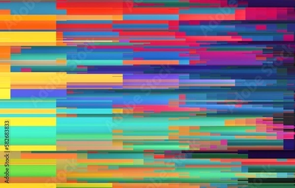 Fototapeta Digital abstract graphic artwork. Vibrant glitch texture. Artwork with deconstructed shapes and graphics elements.