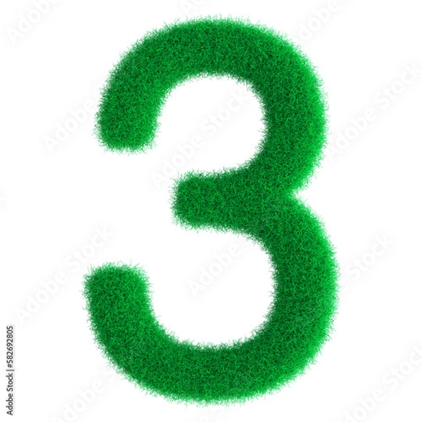 Fototapeta Number Grass 3D Render