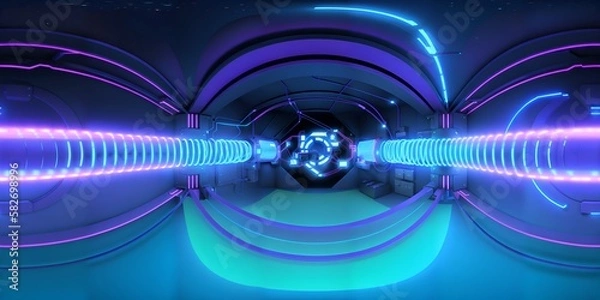 Fototapeta Photo of a neon-lit tunnel creating a mesmerizing visual effect