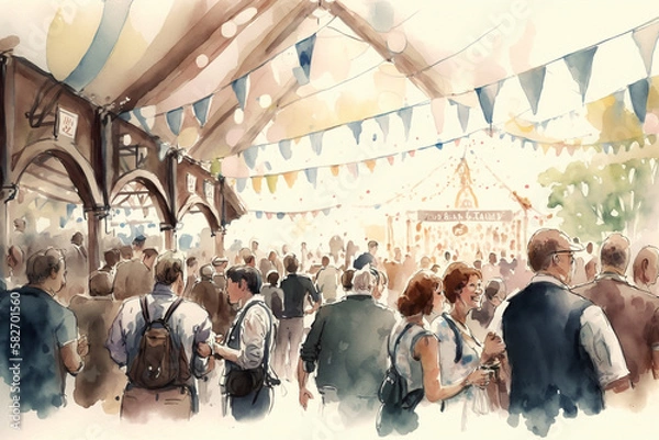 Obraz Oktoberfest drawing with bit of watercolour.