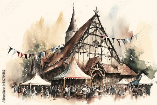 Obraz Oktoberfest drawing with bit of watercolour.