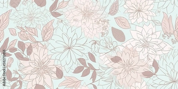 Obraz Flower drawing pattern, tile, repeating, Created with generative AI tools