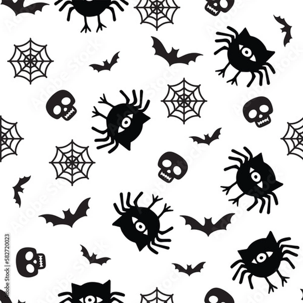 Obraz halloween seamless pattern with monster and spider