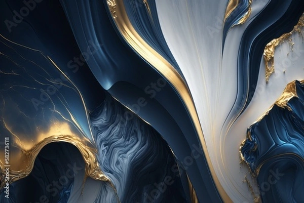 Obraz Elegant white and blue marble on a white background.