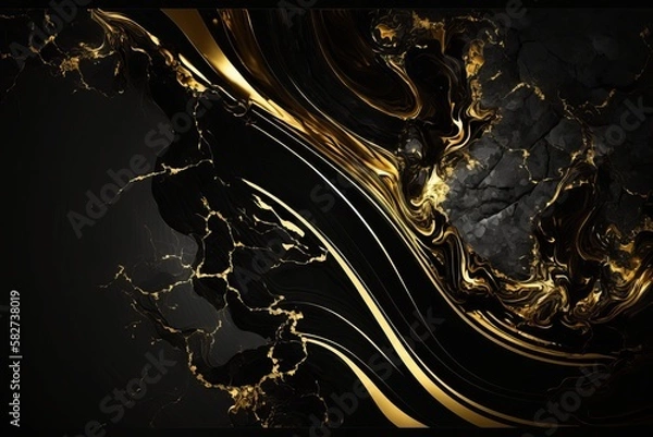 Obraz Elegant gold and black marble