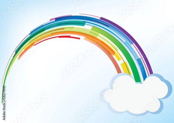 Fototapeta Rainbow with cloud - vector background
