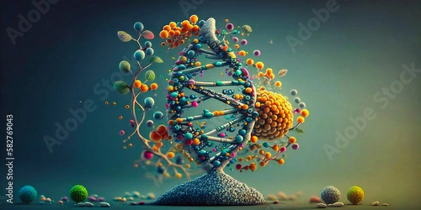 Fototapeta The study of how traits are passed from one generation to the next through genes and DNA