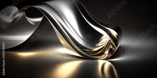 Fototapeta a gold and silver object on a black background, generative AI