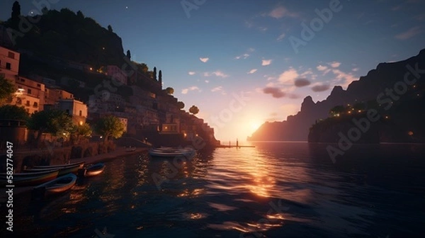 Obraz amalfi coast sunset