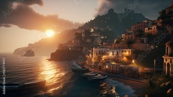 Obraz amalfi coast sunset