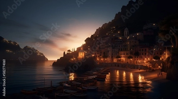 Obraz amalfi coast sunset