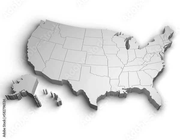 Fototapeta 3d USA map illustration white background isolate