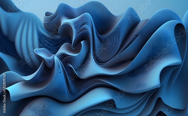 Fototapeta Abstract fluid art background navy blue and black colors. AI Generative