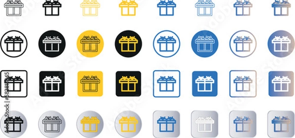Fototapeta Gift box icon. Christmas gift icon illustration vector symbol. Surprise gift box, glyph, lineal, circular, square, button, blue, gradient style app and web icon set in different style.