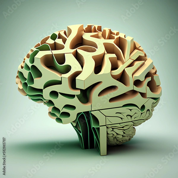 Fototapeta 3d rendered illustration of human brain, art, plain backround