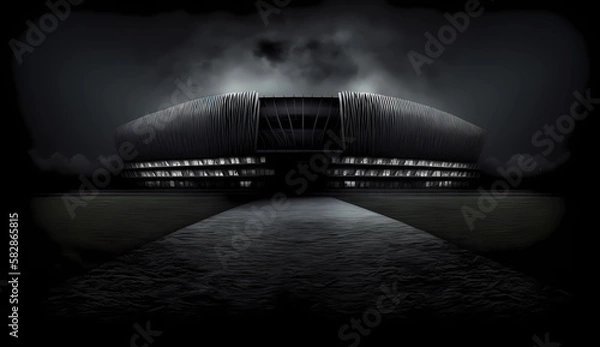 Fototapeta a stadium in the night with a little bit lights on it, black and white
