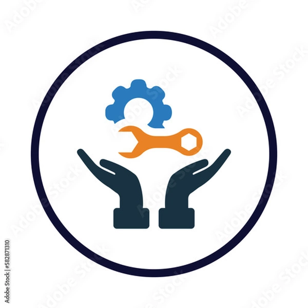 Fototapeta gear, hand, maintenance, care, wrench, careful maintenance icon