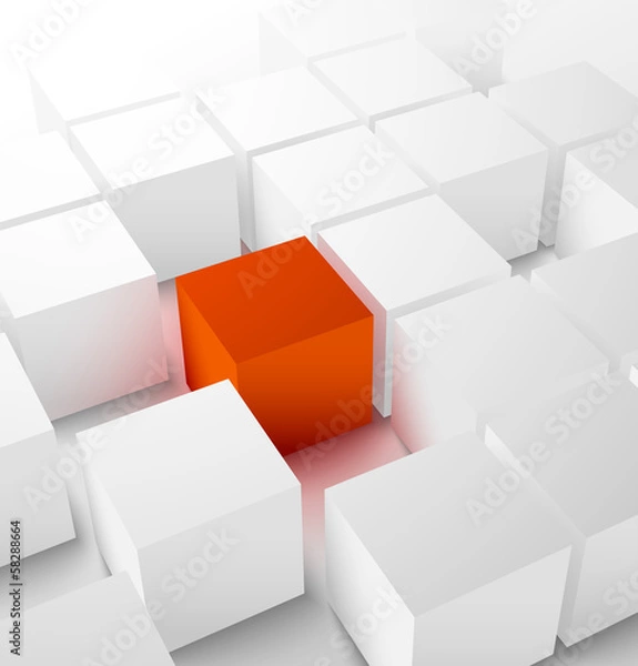 Obraz Abstract 3D cubic background with red cube