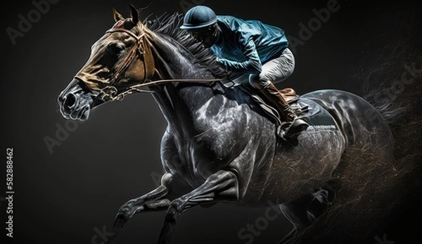 Fototapeta 馬　競馬　乗馬イメージイラスト　壁紙　generative AI