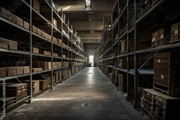 Obraz Illustration of a modern warehouse - Created with Generative ai