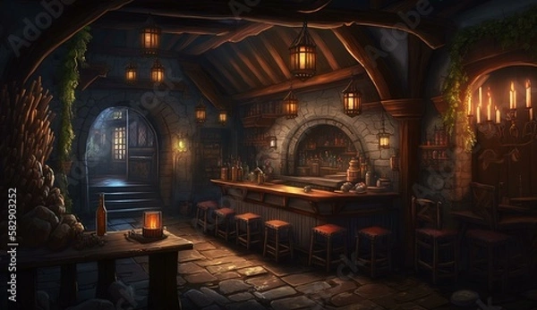 Obraz Generative AI, fantasy Tavern, medieval Tavern, medieval building,
fantasy Taverne, mittelalterliche Taverne, mittelalterliche Gebäude.