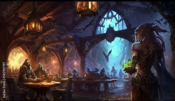 Obraz Generative AI, fantasy Tavern, medieval Tavern, medieval building,
fantasy Taverne, mittelalterliche Taverne, mittelalterliche Gebäude.