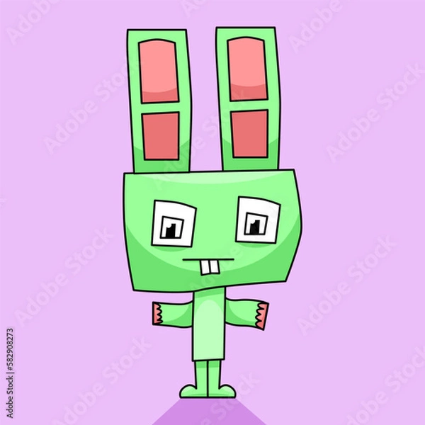 Fototapeta Green Rabbit Robot Talk About Science Vector Illustration Suitable for Comic Book