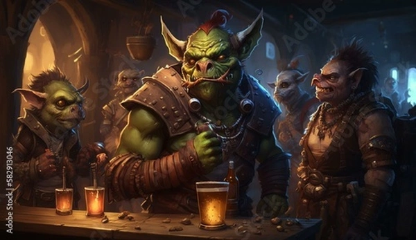 Obraz Generative AI, fantasy Tavern, medieval Tavern, medieval building,orc,goblin,
fantasy Taverne, mittelalterliche Taverne, mittelalterliche Gebäude.