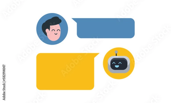 Fototapeta Man Chatting with AI Robot Computer 