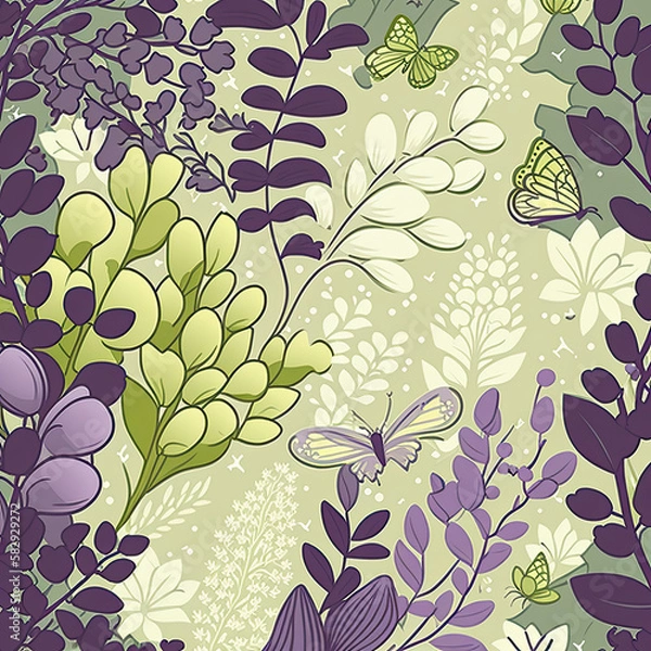 Fototapeta Seamless Floral Pattern, AI Generated