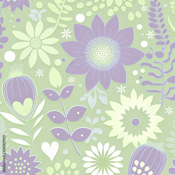 Fototapeta Seamless Floral Pattern, AI Generated