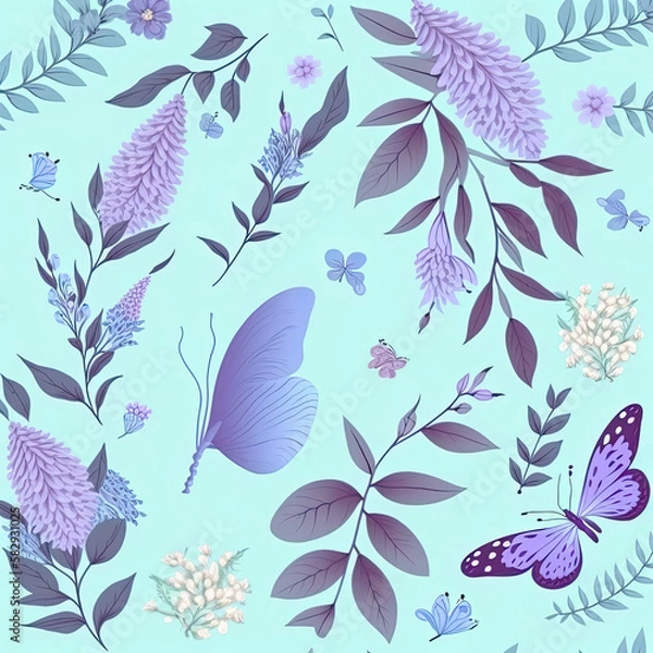 Fototapeta Seamless Floral Pattern, AI Generated