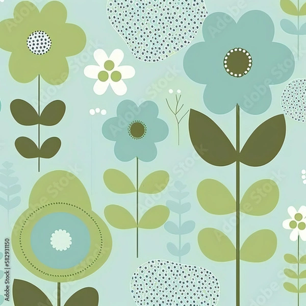 Fototapeta Seamless Floral Pattern, AI Generated