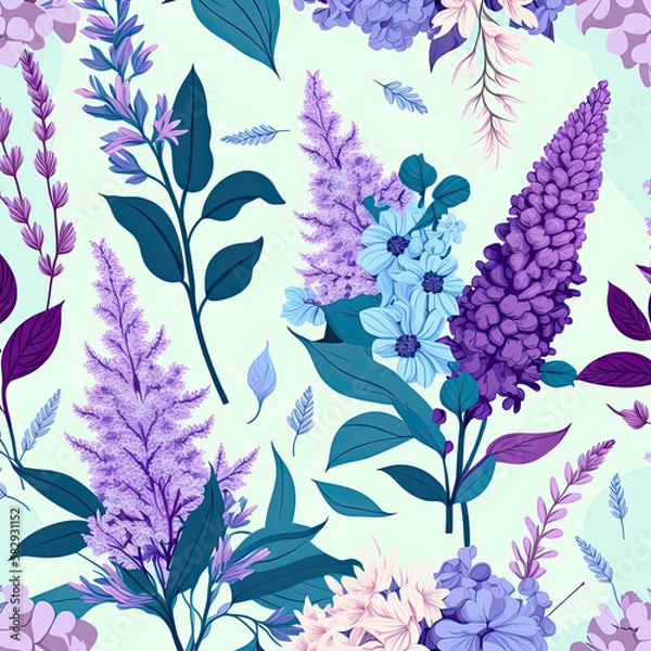 Fototapeta Seamless Floral Pattern, AI Generated