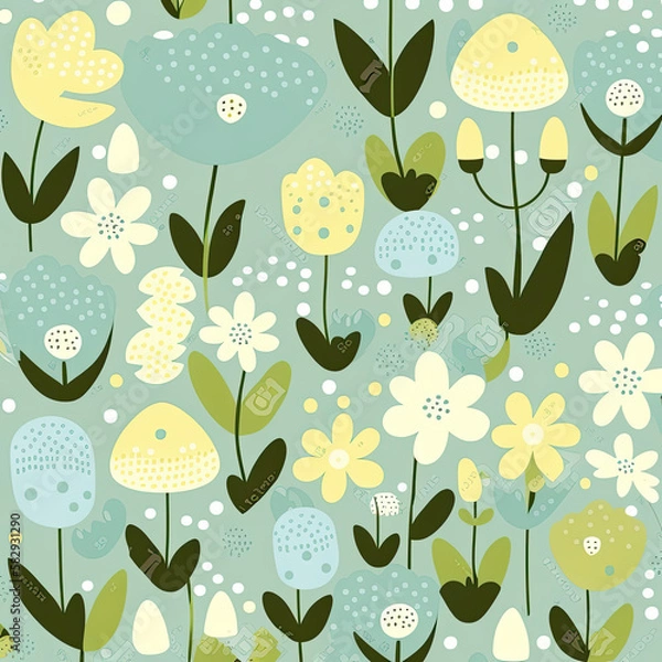 Fototapeta Seamless Floral Pattern, AI Generated