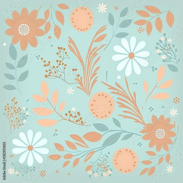 Fototapeta Seamless Floral Pattern, AI Generated
