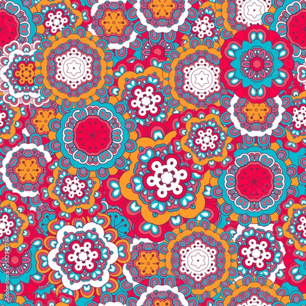 Obraz Seamless texture . Tribal style, ethnic motives. Using the oriental mandala pattern. Vector illustration. Endless pattern