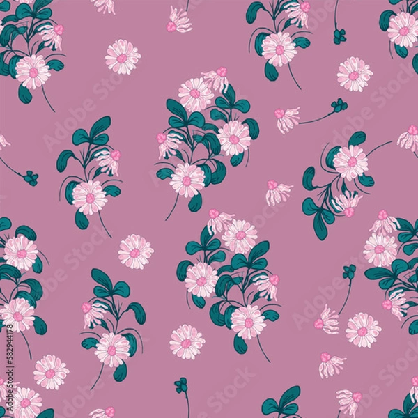 Obraz  seamless texture. Endless vector illustration. Multicolor pattern of  flowers and leaves. can be used for fabric and  wallpaper.