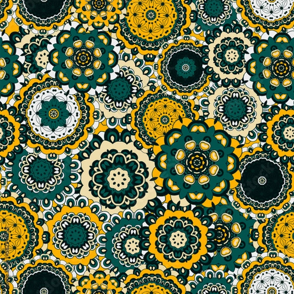 Obraz Seamless texture . Tribal style, ethnic motives. Using the oriental mandala pattern. Vector illustration. Endless pattern