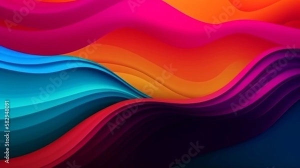 Fototapeta Colorful abstract wave wallpaper background. Generative AI