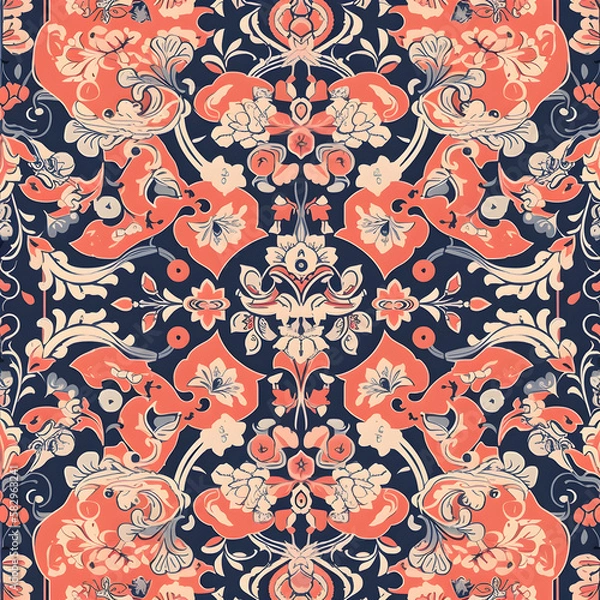 Fototapeta Orange Blossom Garden Seamless Pattern Design