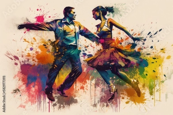 Fototapeta Splatter Art Salsa: A Dynamic and Energetic Performance by a Professional Dance Couple