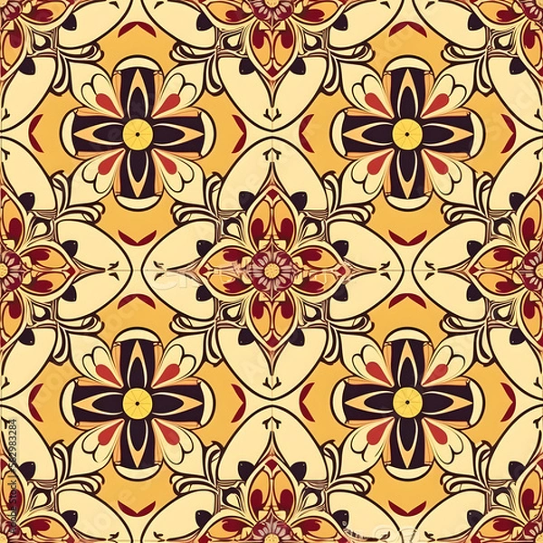 Fototapeta Arabic Seamless Pattern with Flowers