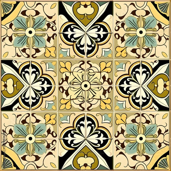 Fototapeta Arabic Seamless Pattern with Flowers